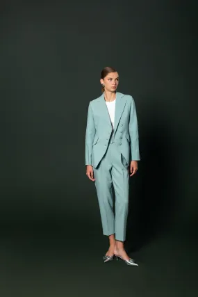 Fabric Pants with Belt Green