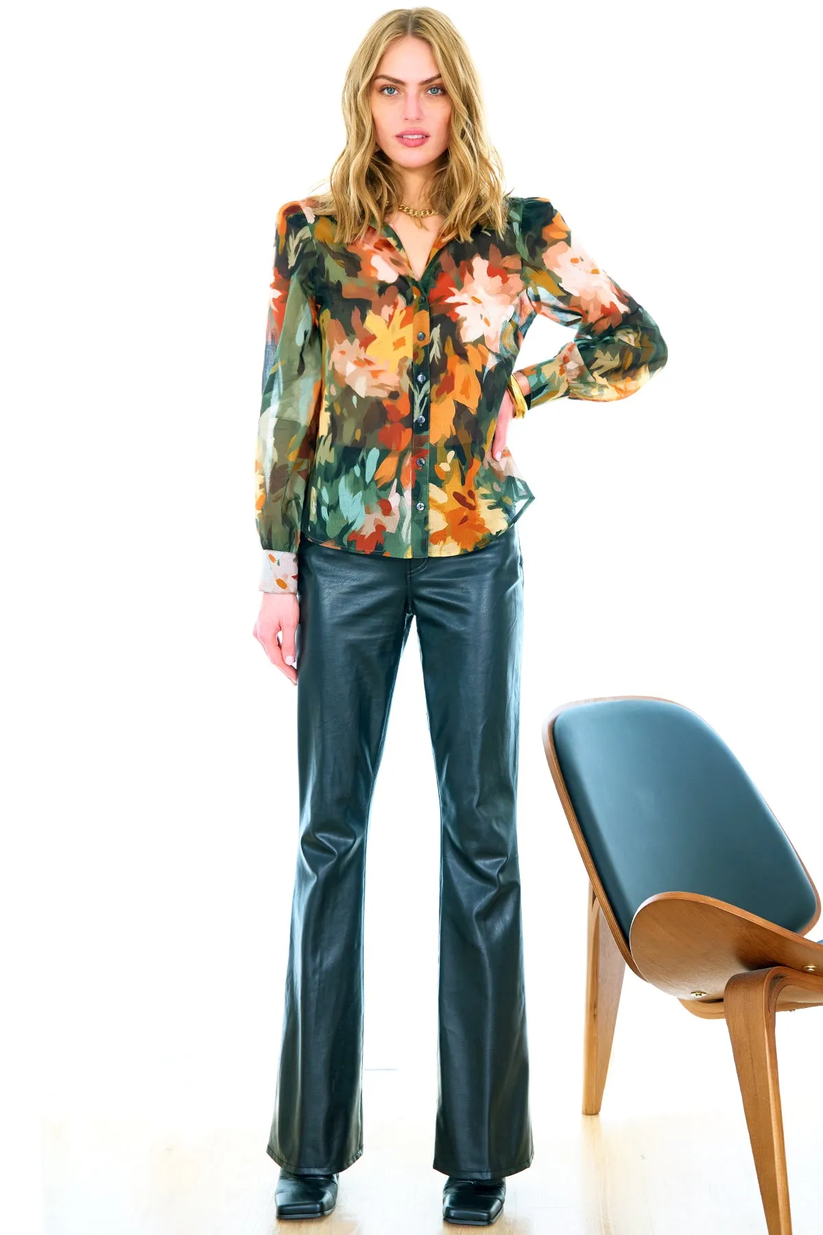 Finley Shirts Colette Autumn Floral Blouse 3592074A | Olive/Multi | Clearance Final Sale