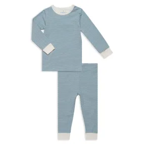 forget me not/ egret stripe cloudstretch™ magnetic toddler pajama set