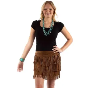 Fringed Suede Skirt - Cinnamon - Scully - KSY6