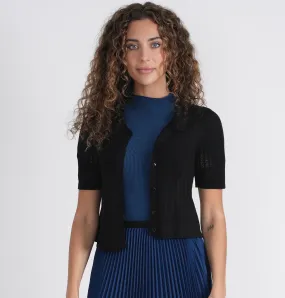 Front Row Crop Knit Cardigan with Long Sleeves
