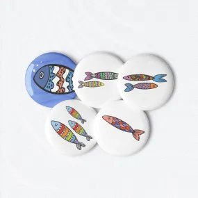 FUN FISHES Pin Back Buttons