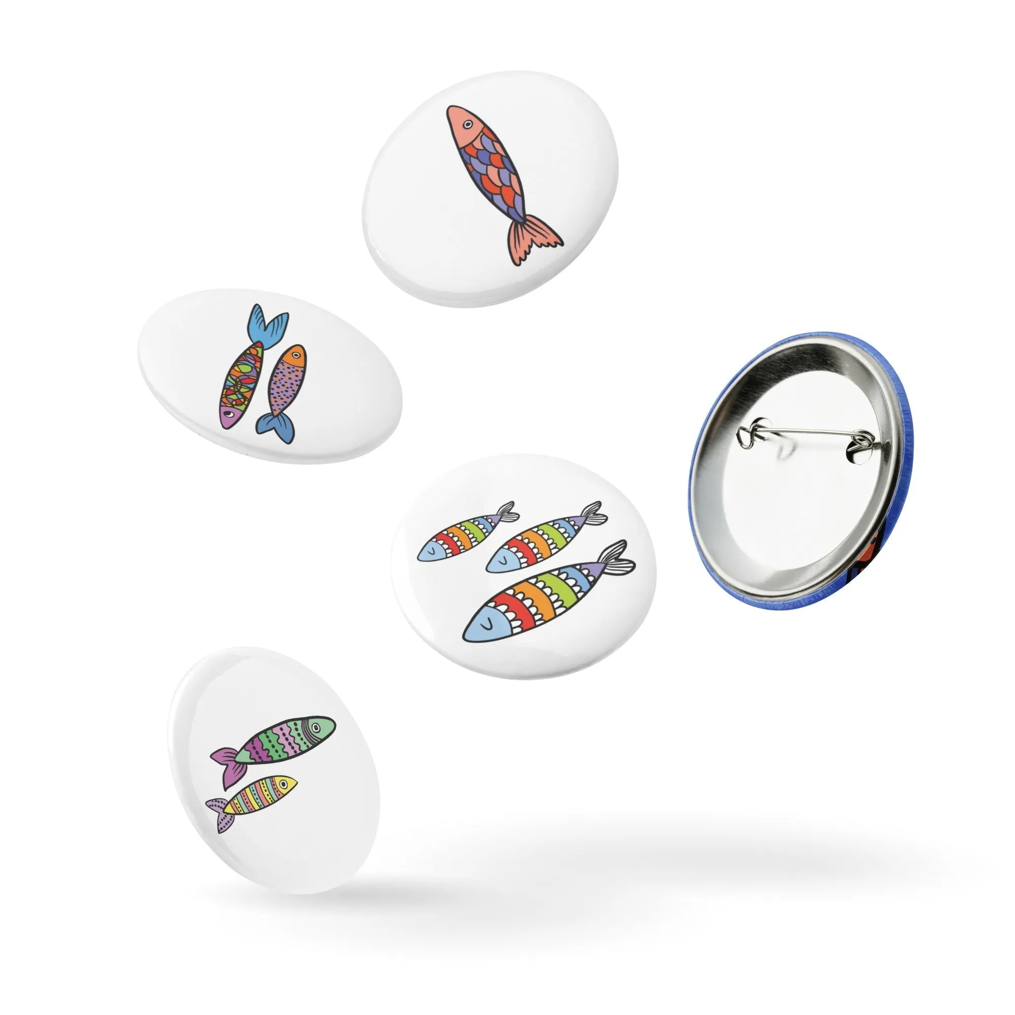 FUN FISHES Pin Back Buttons