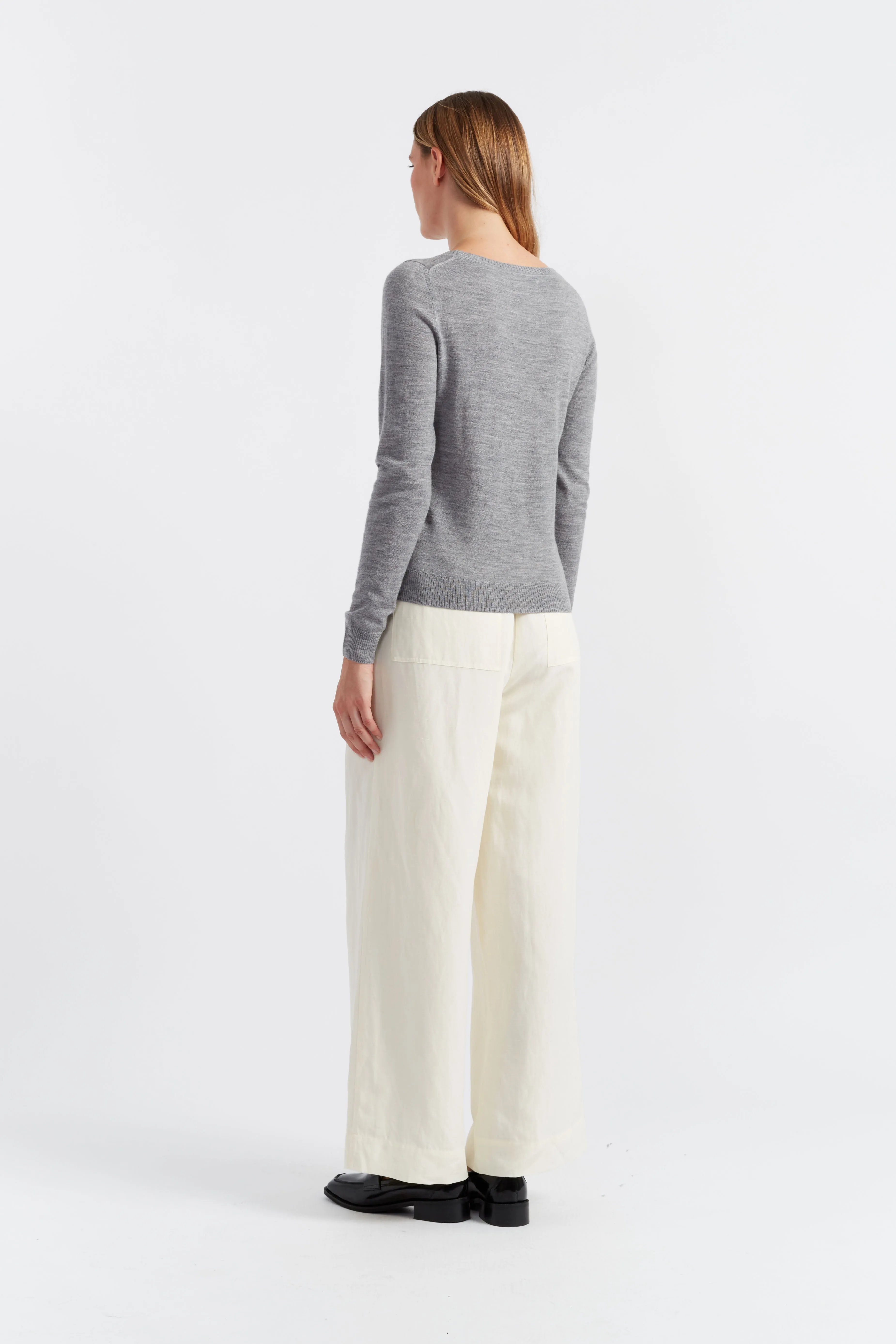 Grey Pure Merino Scoop Neck Sweater