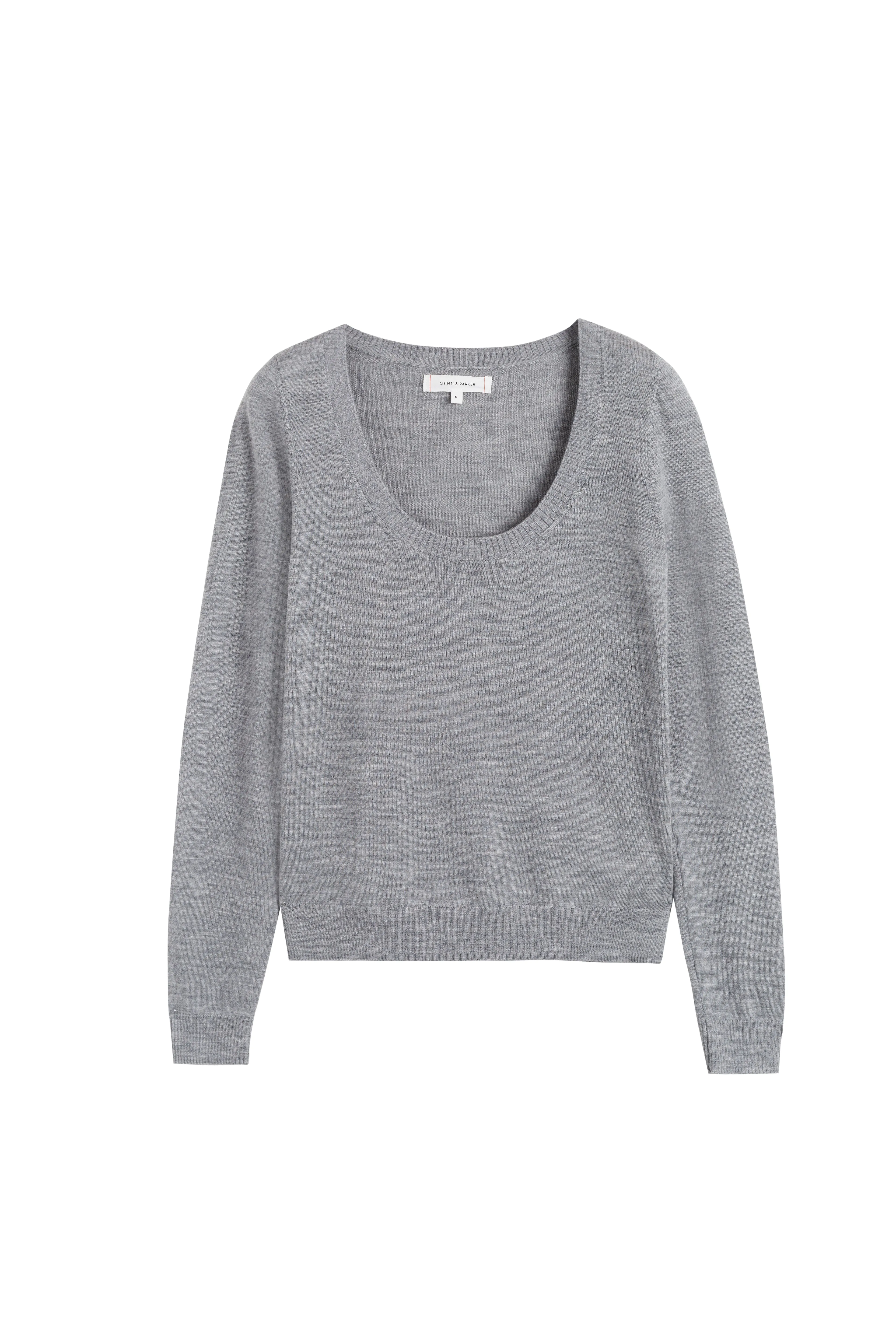 Grey Pure Merino Scoop Neck Sweater