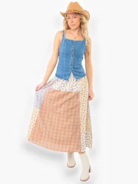 Hattie Patchwork Ivory Maxi Skirt