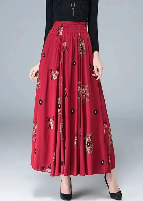 High Waist Patchwork Cotton Skirt Fall