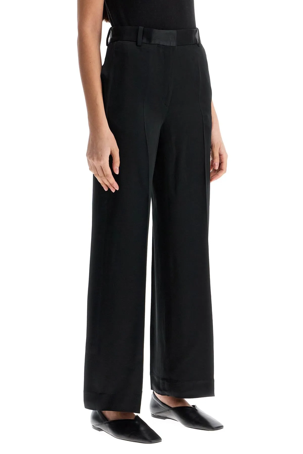 high-waisted loose black pants with side openings 251 WRB4483 FB0344 BLACK