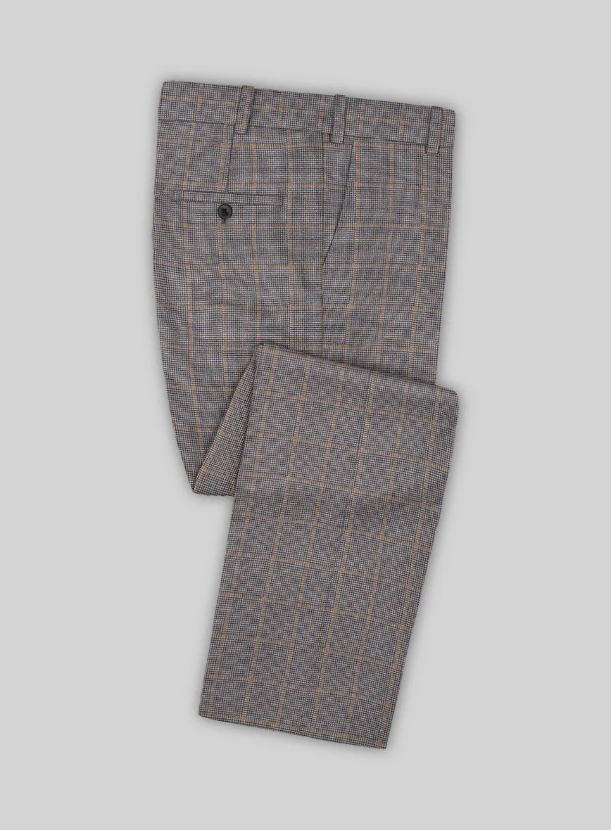Italian Murano Satie Houndstooth Wool Linen Silk Pants