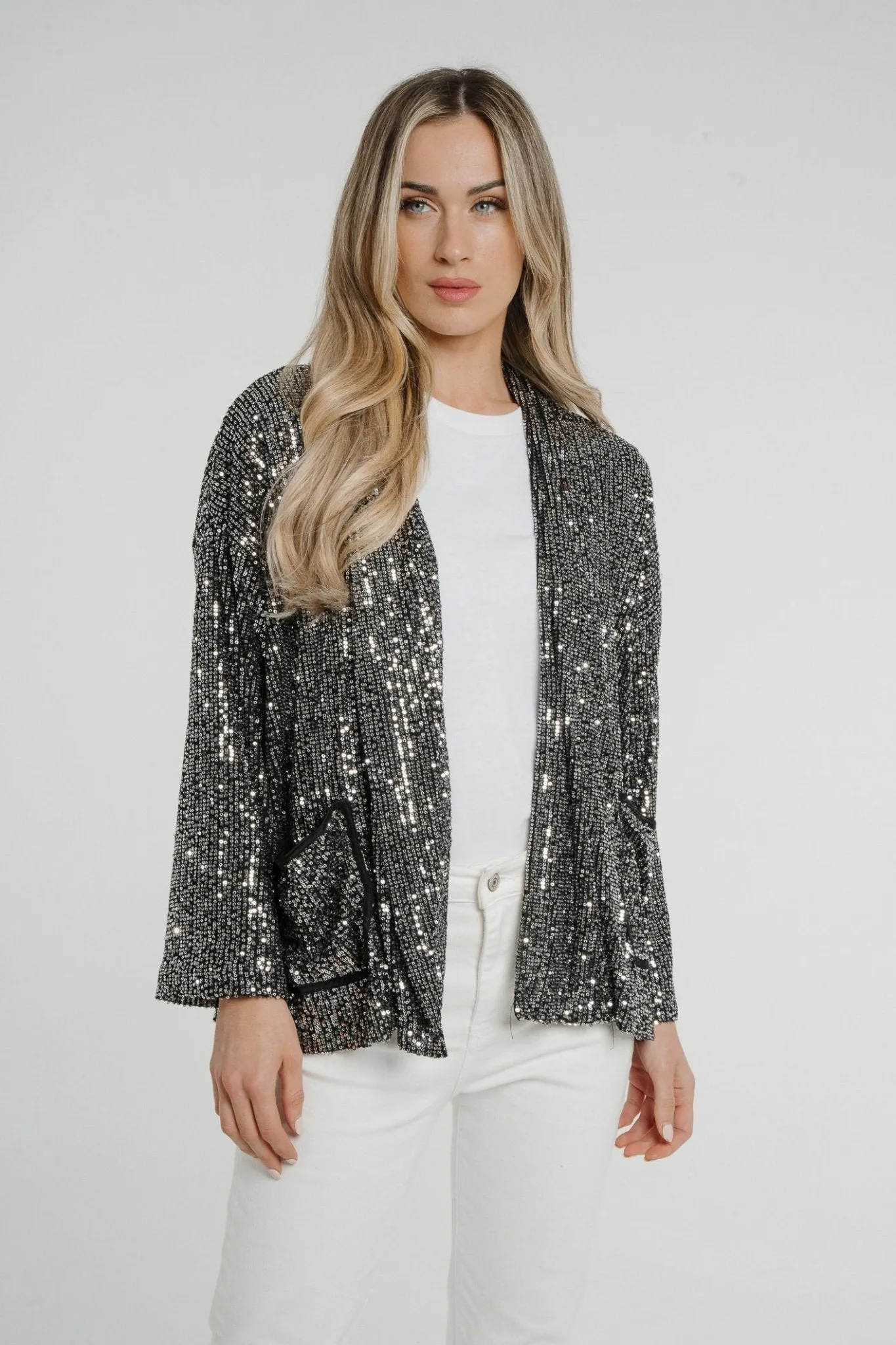 Kendra Sequin Jacket In Silver