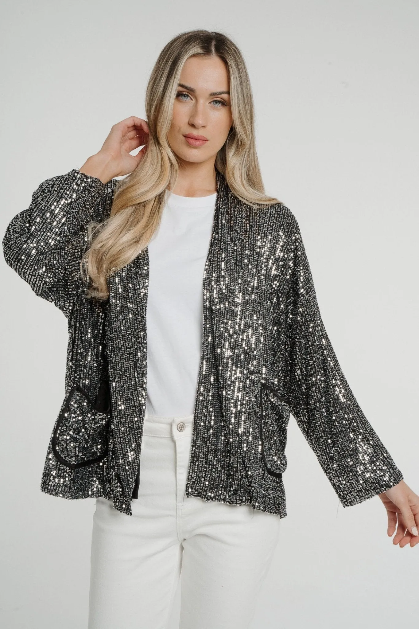 Kendra Sequin Jacket In Silver