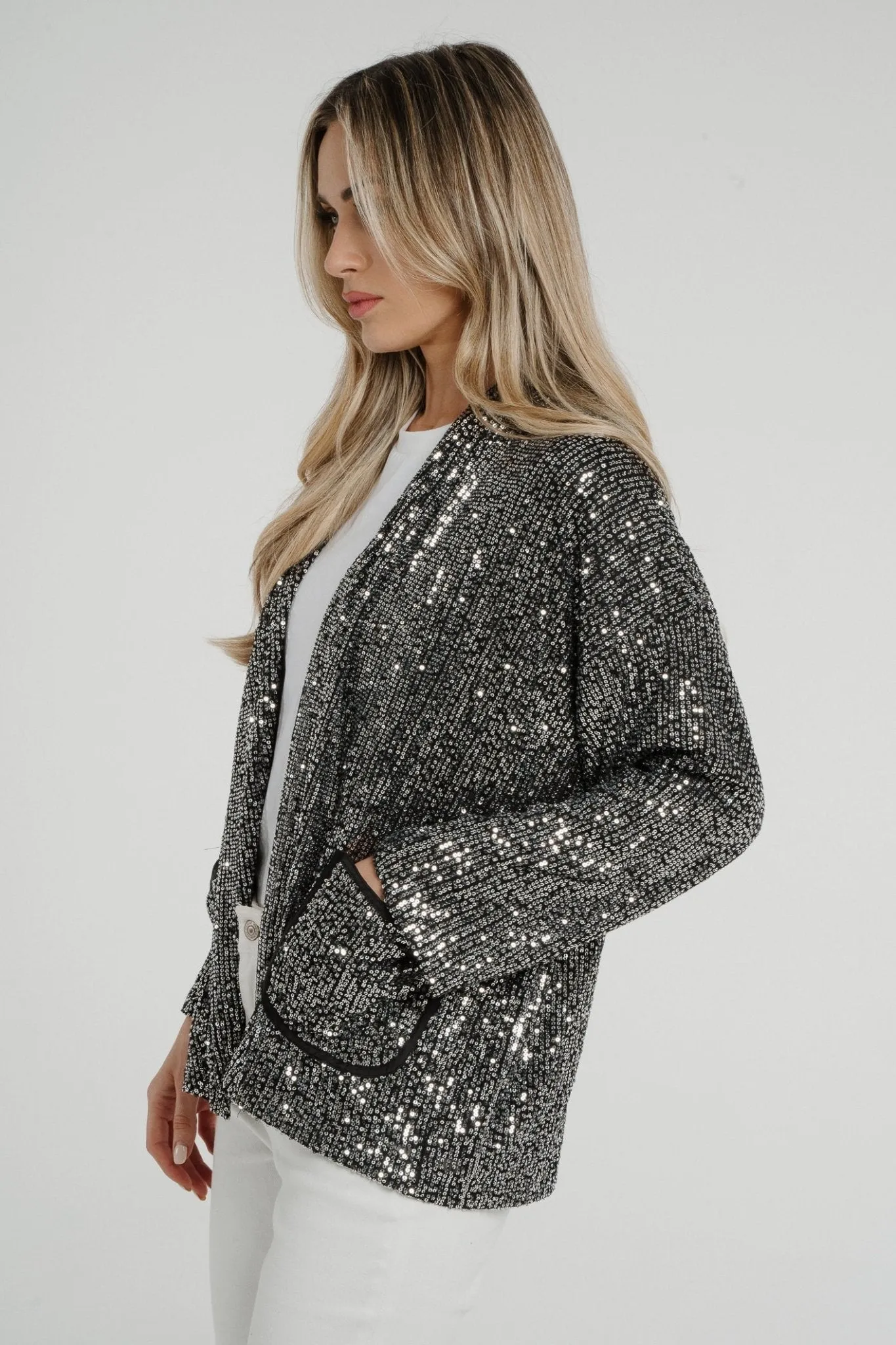 Kendra Sequin Jacket In Silver
