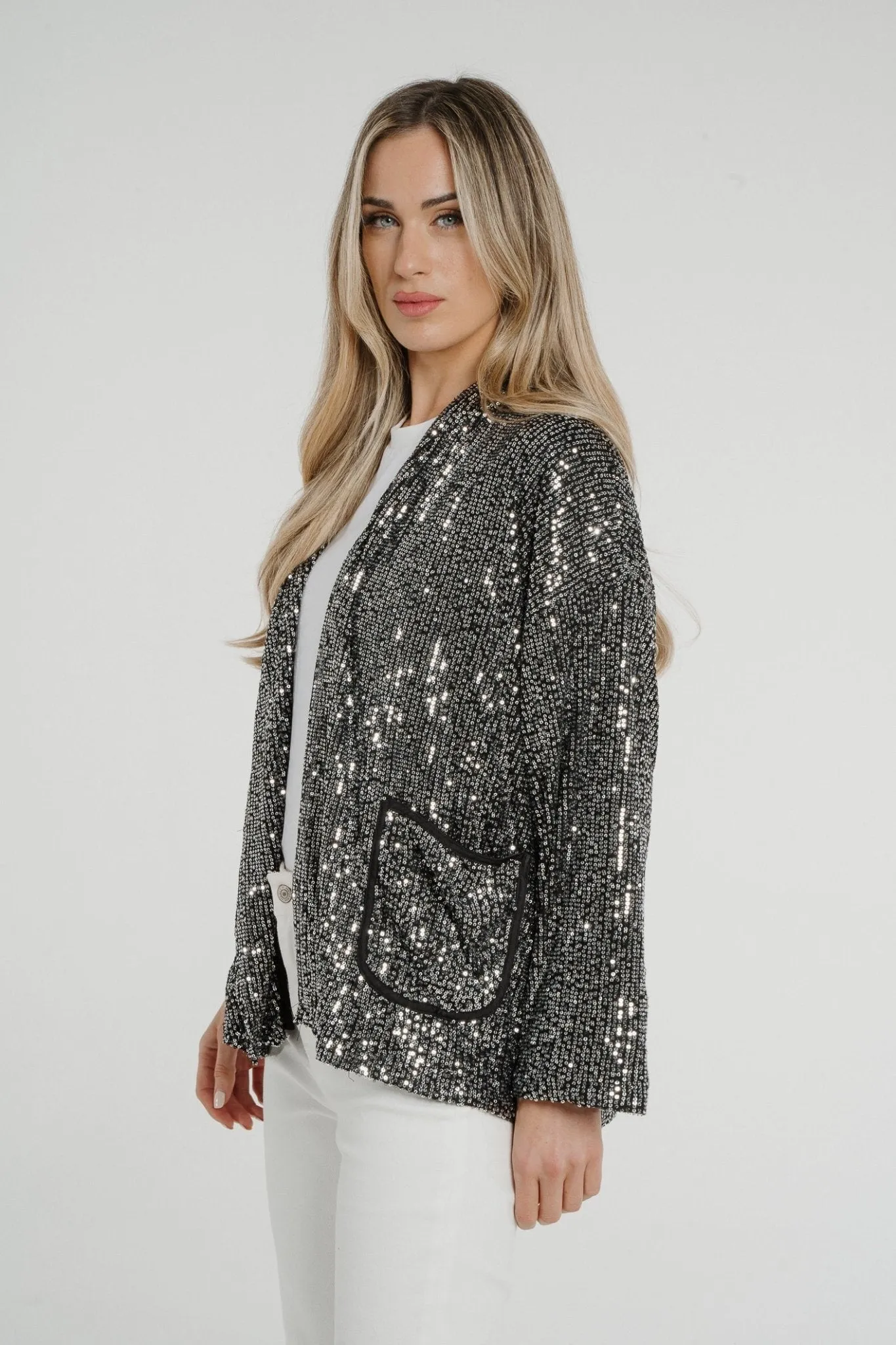 Kendra Sequin Jacket In Silver