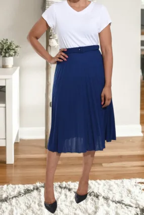 Ladies Navy Pleated Skirt