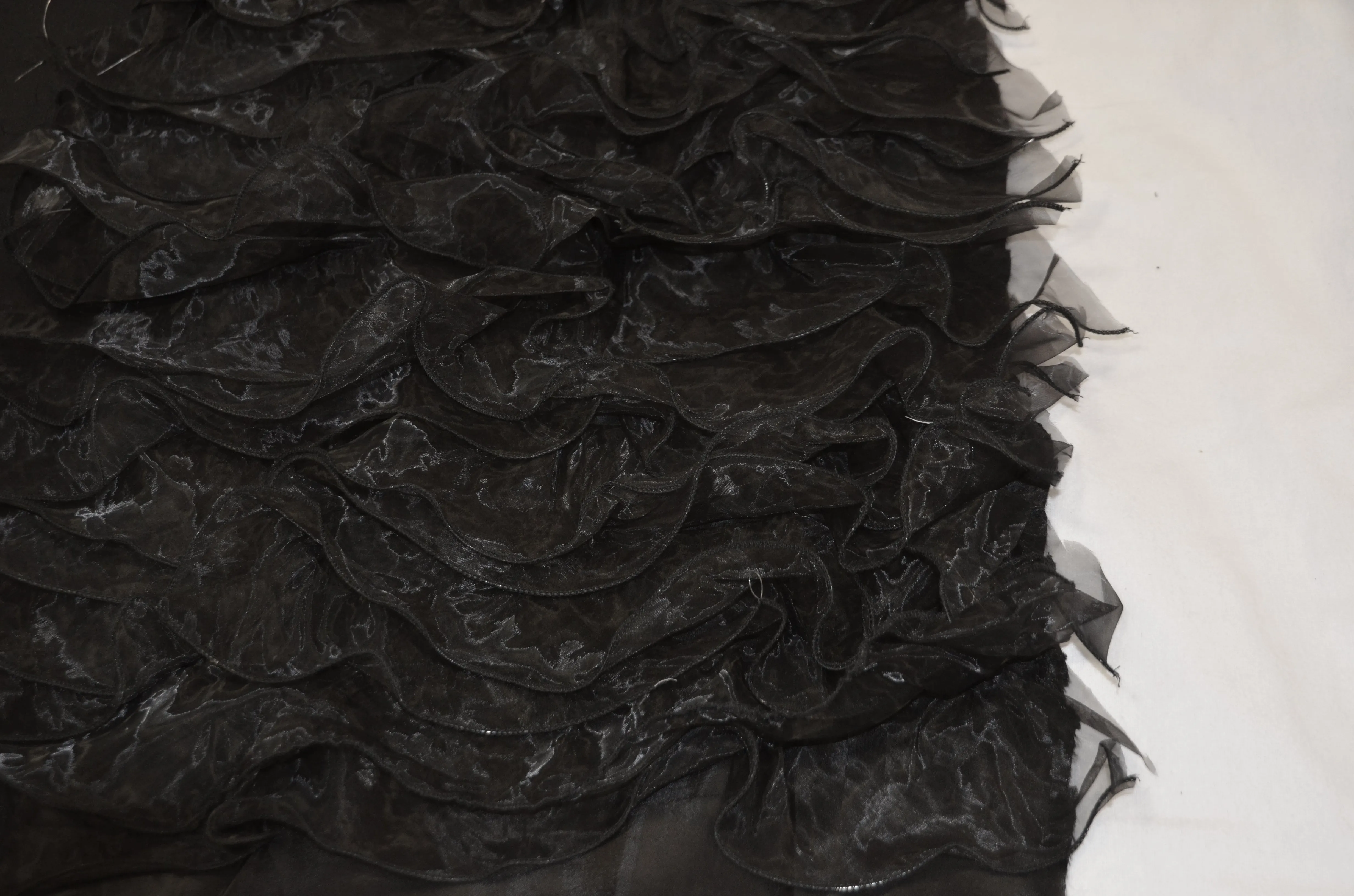 Layered Ruffle Taffeta Fabric by the Yard | Organza Ruffled Taffeta Fabric | 57" Wide | White Ivory Champagne Colors |