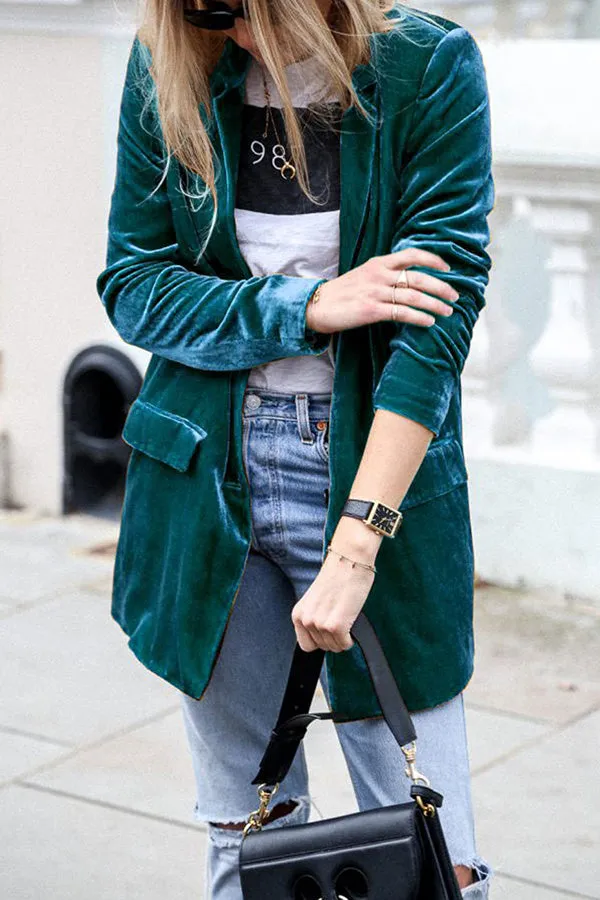Lilipretty Eye Catching Street Style Velvet Blazer
