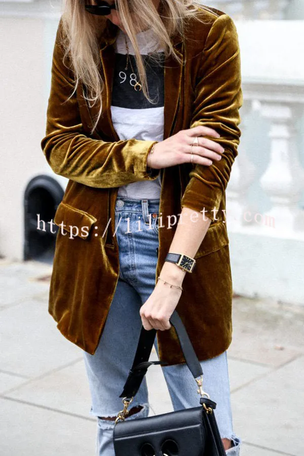 Lilipretty Eye Catching Street Style Velvet Blazer