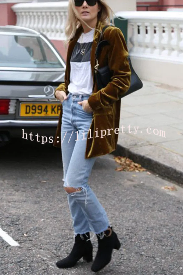 Lilipretty Eye Catching Street Style Velvet Blazer