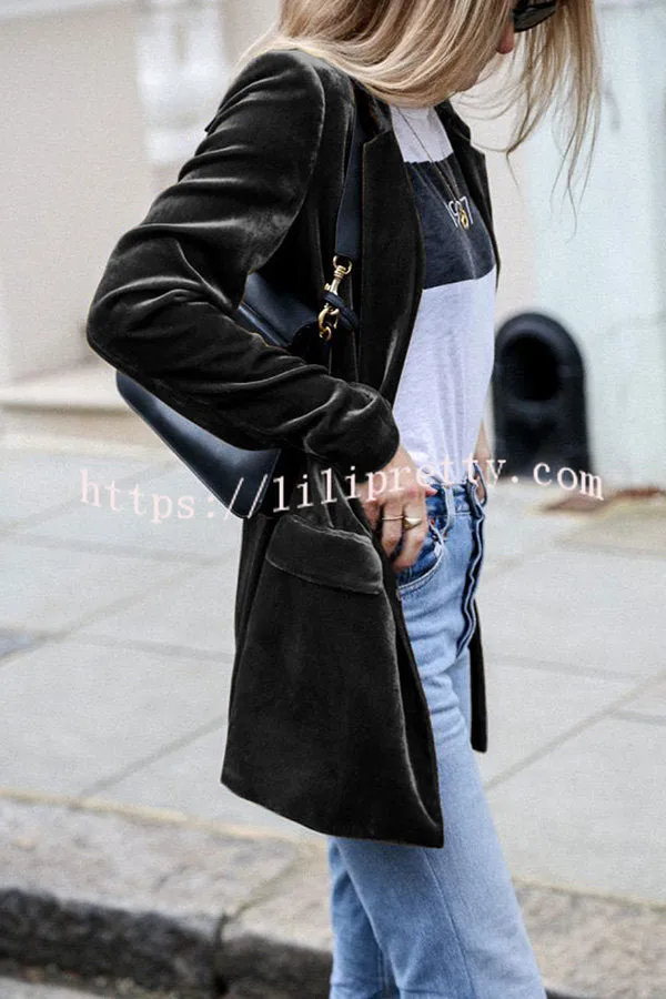 Lilipretty Eye Catching Street Style Velvet Blazer