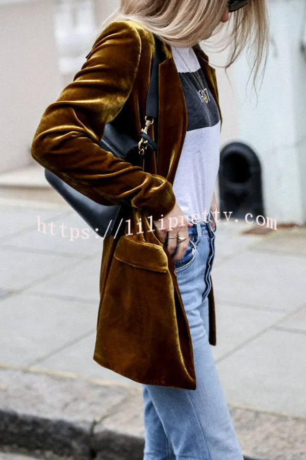 Lilipretty Eye Catching Street Style Velvet Blazer