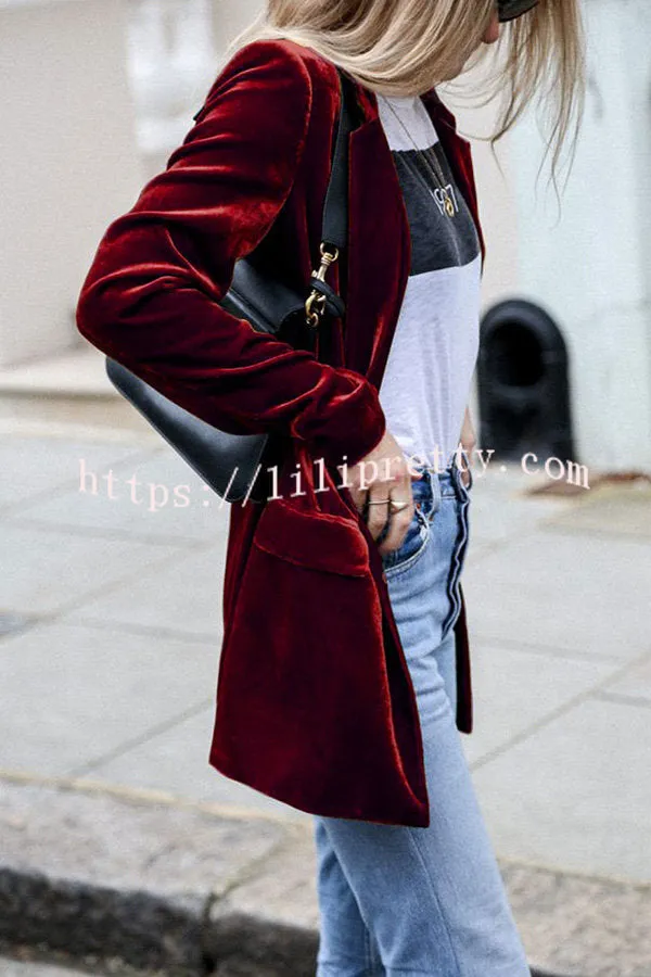 Lilipretty Eye Catching Street Style Velvet Blazer