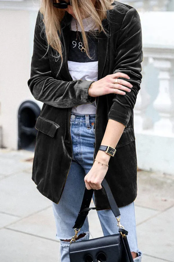 Lilipretty Eye Catching Street Style Velvet Blazer