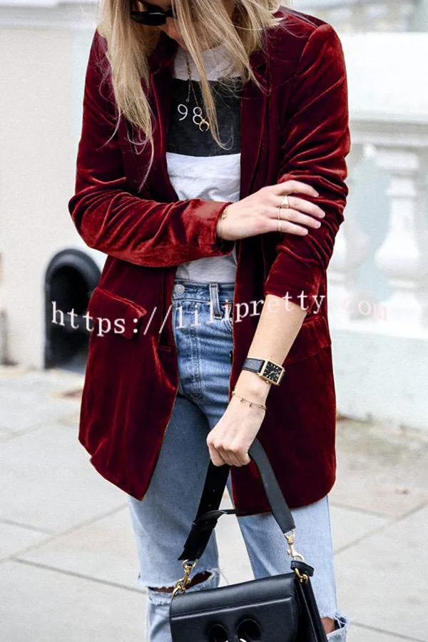 Lilipretty Eye Catching Street Style Velvet Blazer