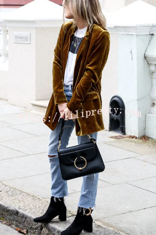 Lilipretty Eye Catching Street Style Velvet Blazer