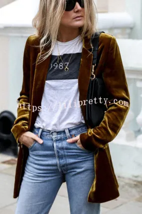 Lilipretty Eye Catching Street Style Velvet Blazer