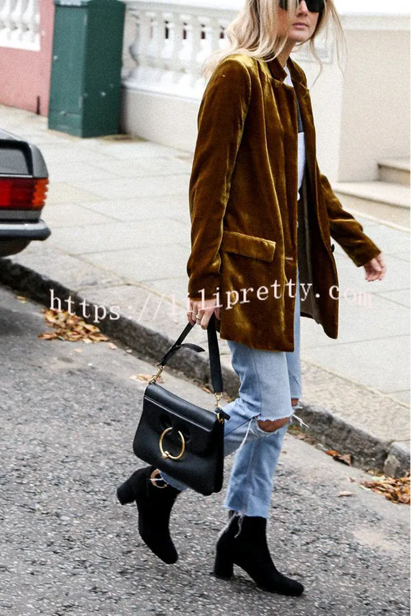 Lilipretty Eye Catching Street Style Velvet Blazer