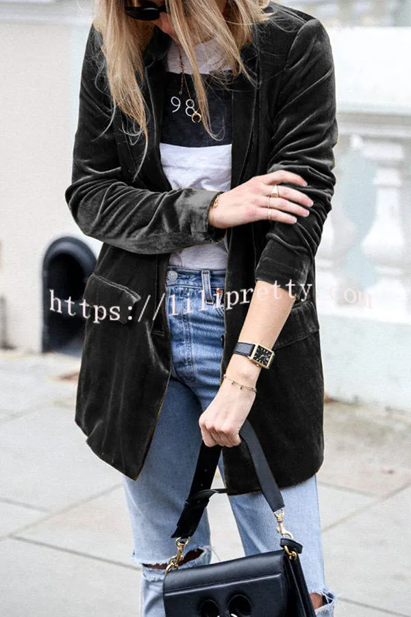 Lilipretty Eye Catching Street Style Velvet Blazer