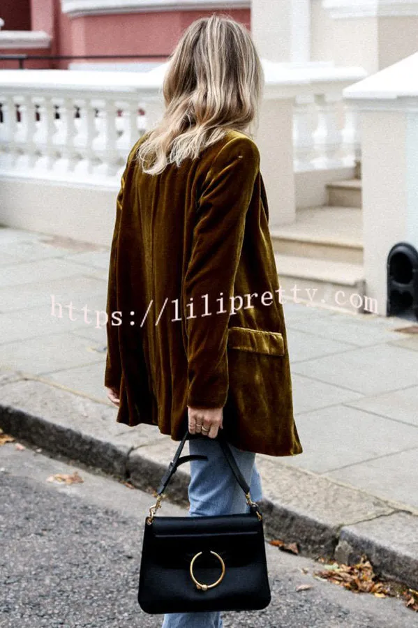 Lilipretty Eye Catching Street Style Velvet Blazer