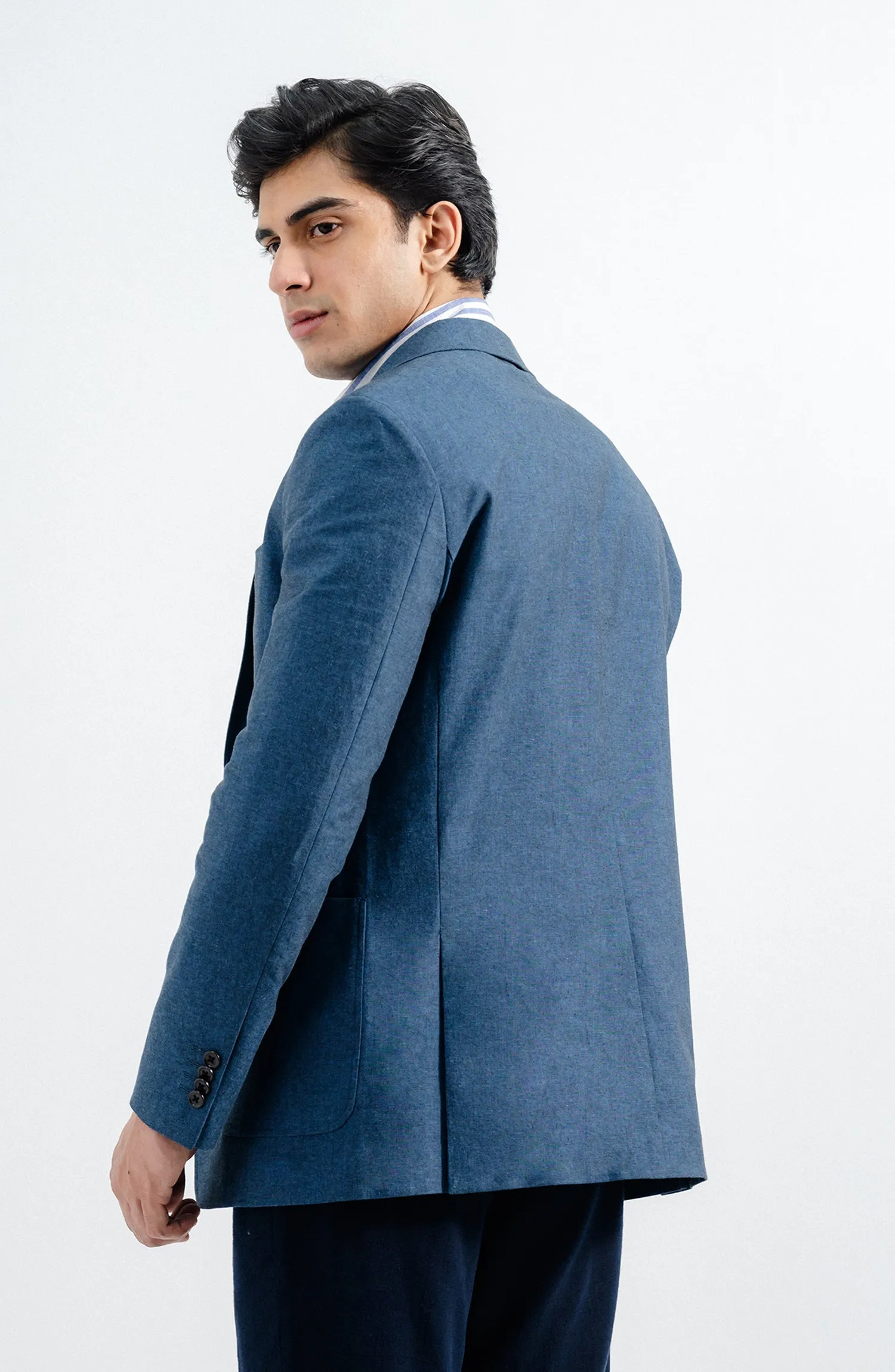 LINEN BLAZER -  BLUE