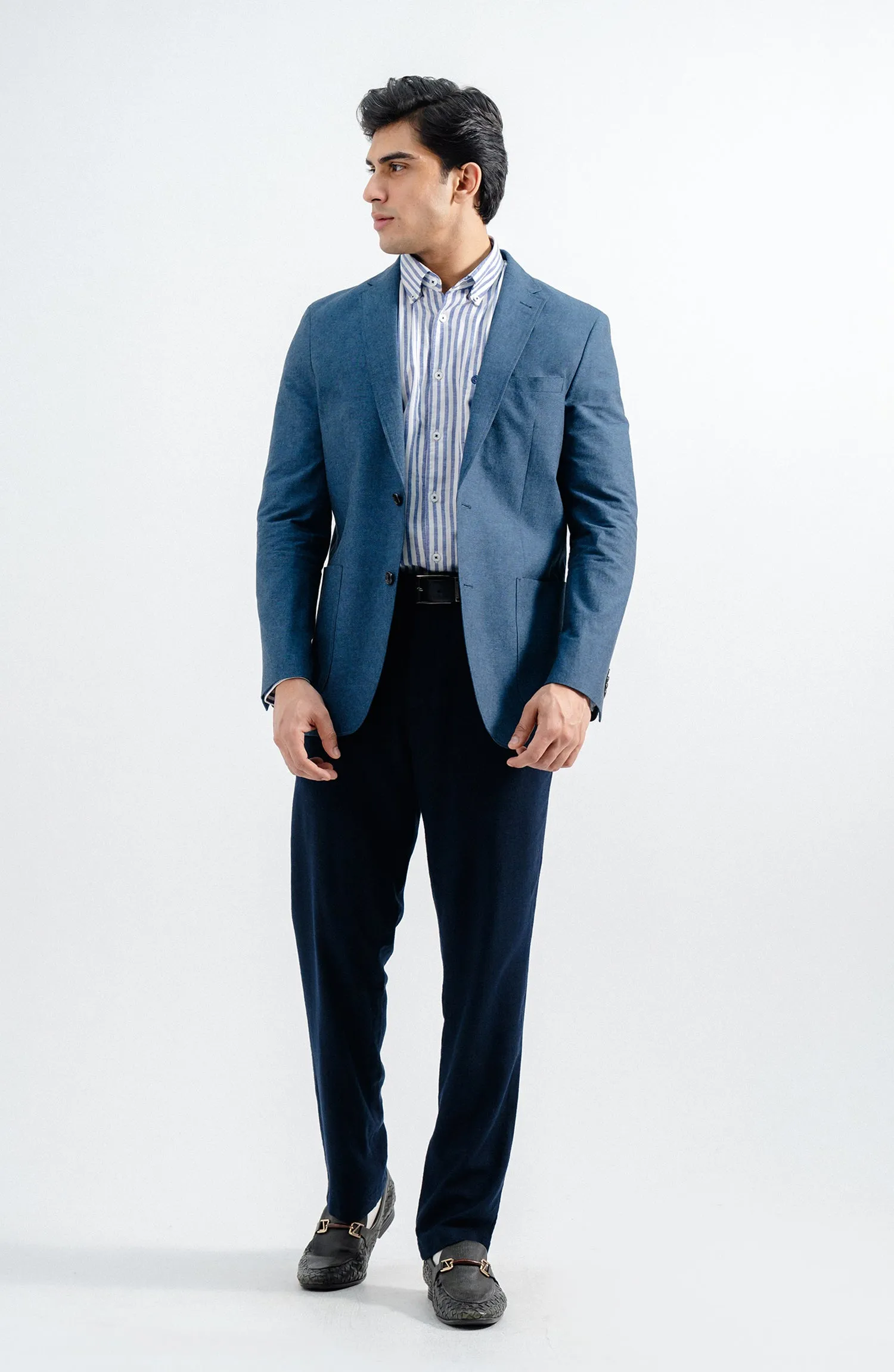 LINEN BLAZER -  BLUE
