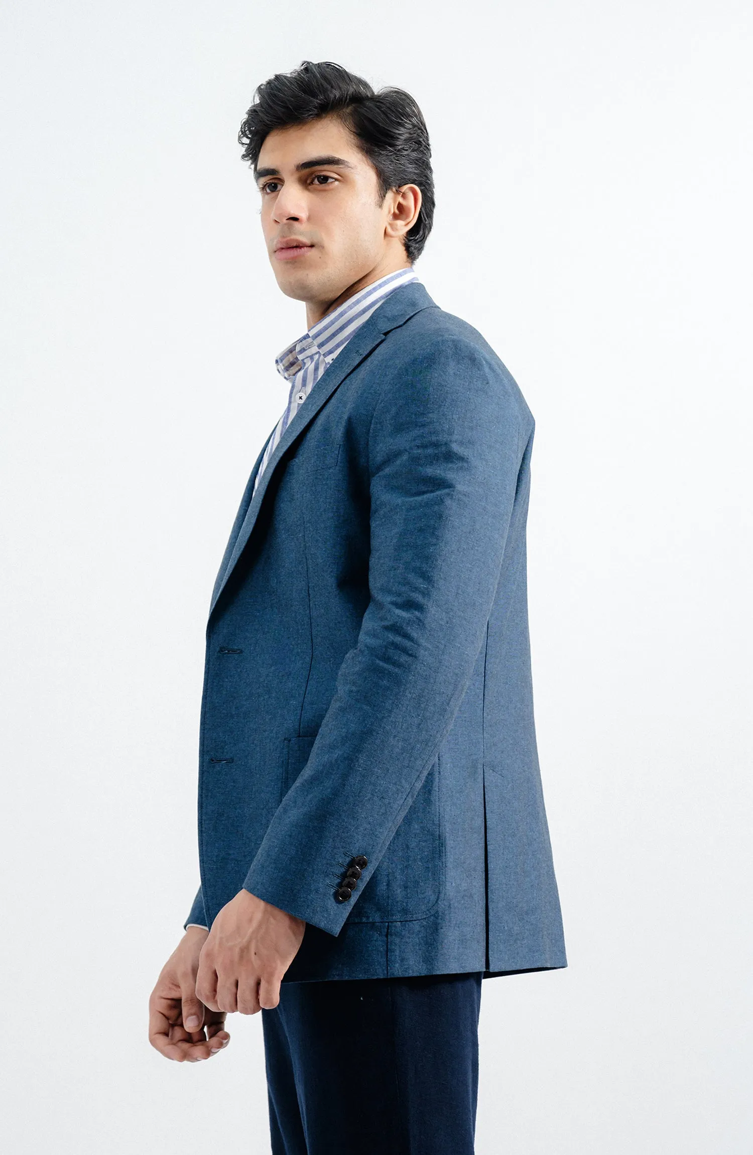 LINEN BLAZER -  BLUE