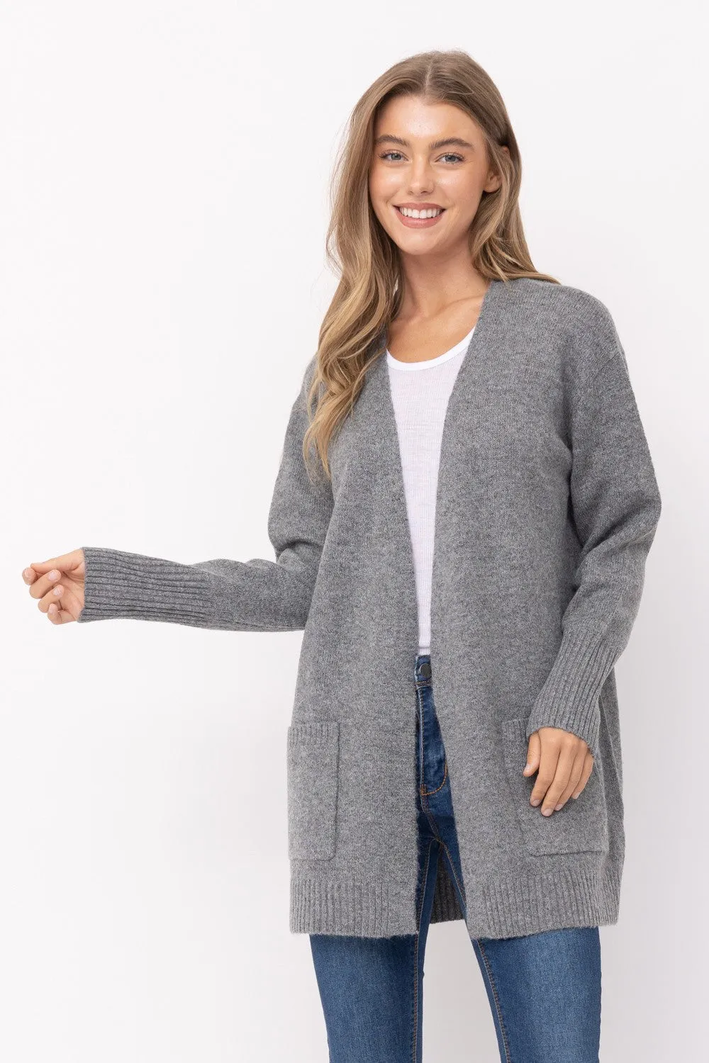 Long Road Ahead Heather Gray Long Sleeve Cardigan