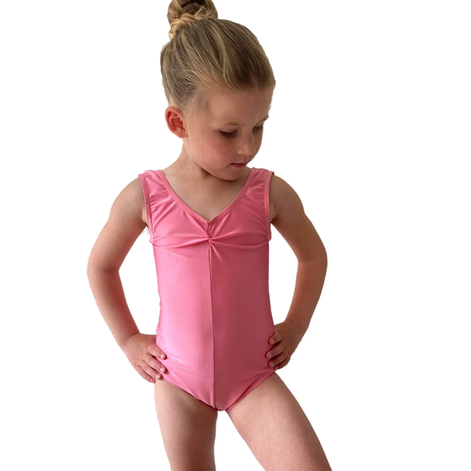 LOUISE - NYLON LYCRA SLEEVELESS GATHERED FRONT LEOTARD - SUBTLE COLOURS