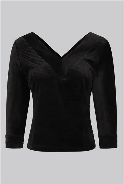 Malina Black Velvet Top
