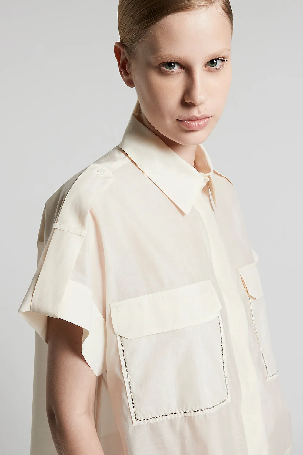 Matt silk-cotton organza shirt