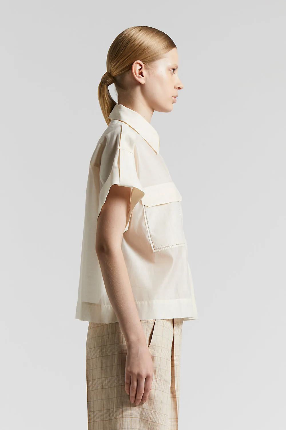 Matt silk-cotton organza shirt