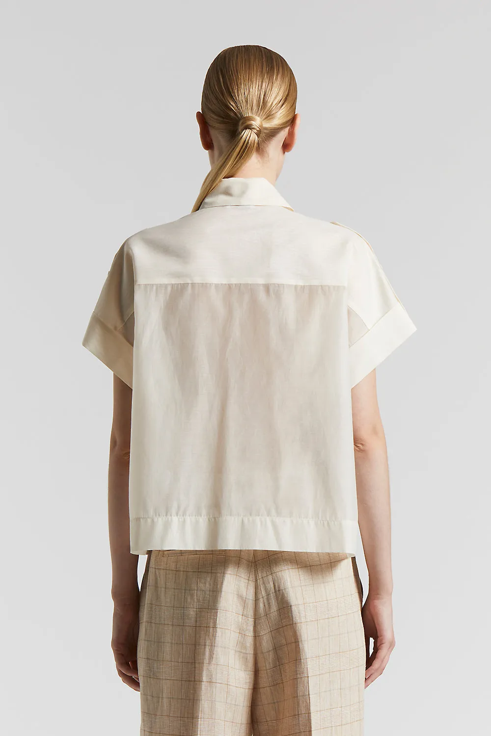Matt silk-cotton organza shirt