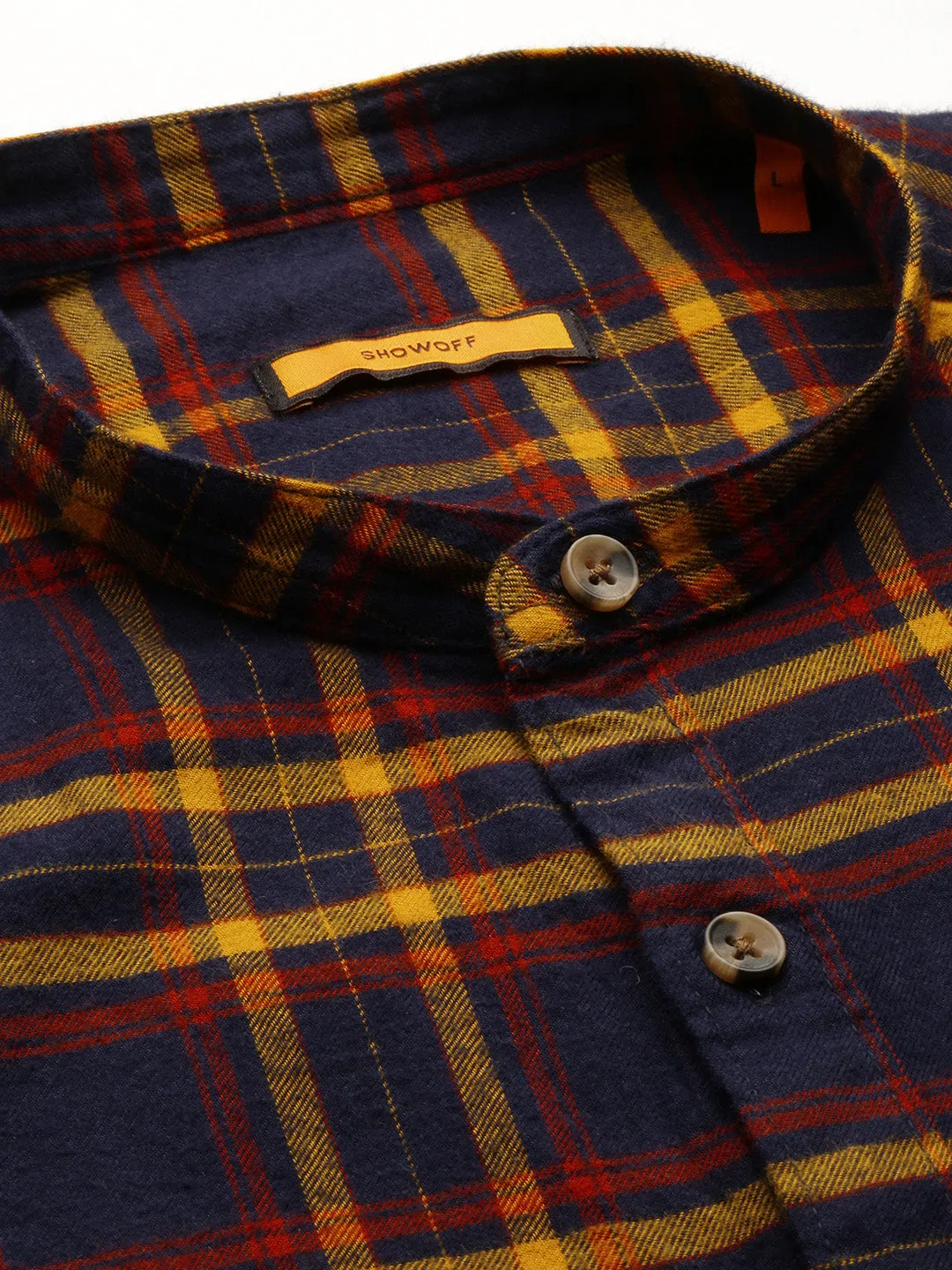Men Navy Checked Casual Casual Shirts