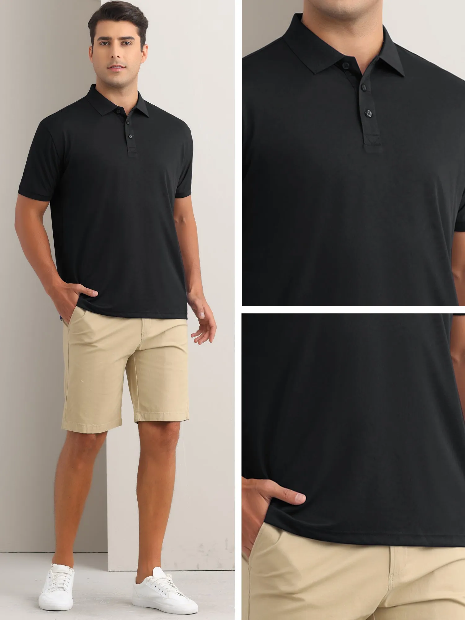 Men's Polo Shirts Short Sleeve Lightweight Regular Fit Casual Business Work Solid Golf Shirt