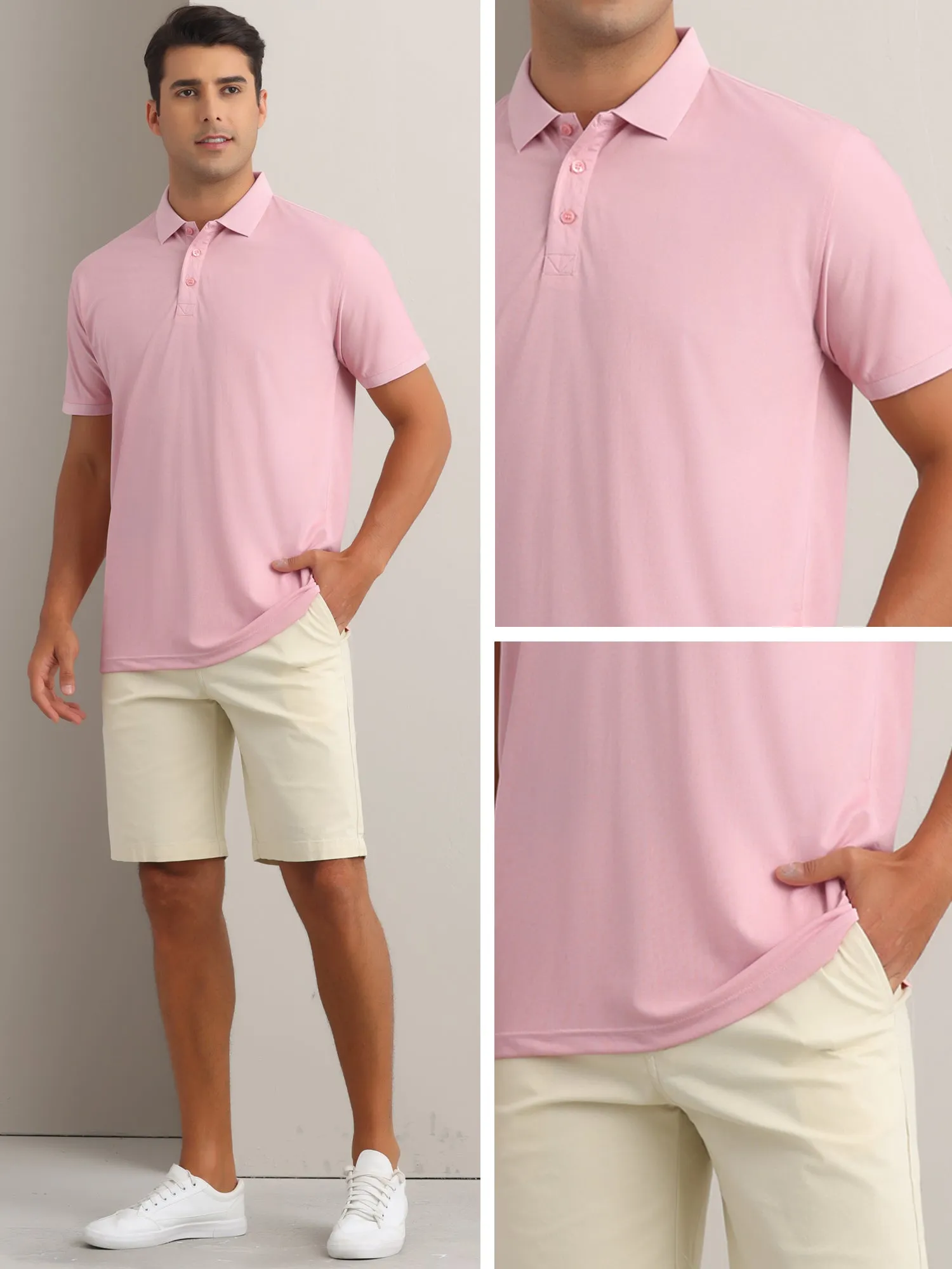 Men's Polo Shirts Short Sleeve Lightweight Regular Fit Casual Business Work Solid Golf Shirt