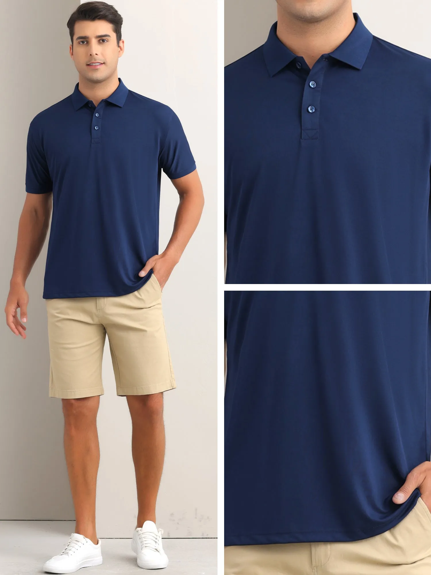 Men's Polo Shirts Short Sleeve Lightweight Regular Fit Casual Business Work Solid Golf Shirt