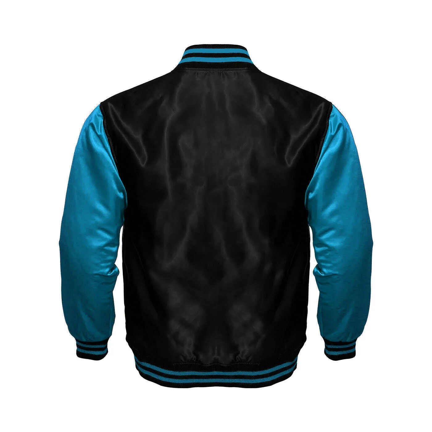Mens Satin Jacket Black/Sky Blue