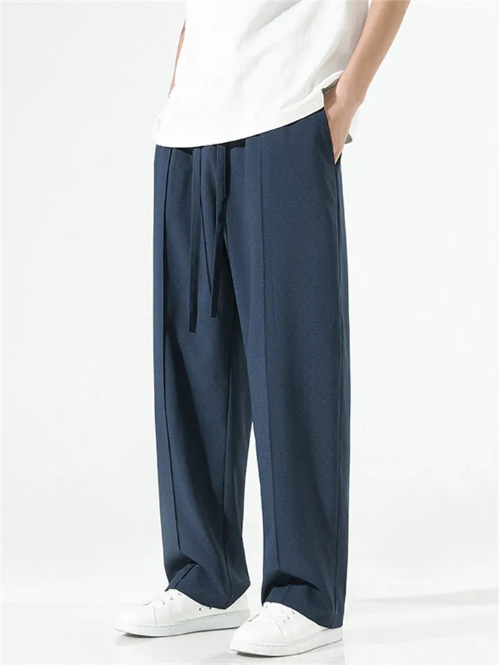Men's Summer Wear Silky Texture Breathable Casual Long Pants