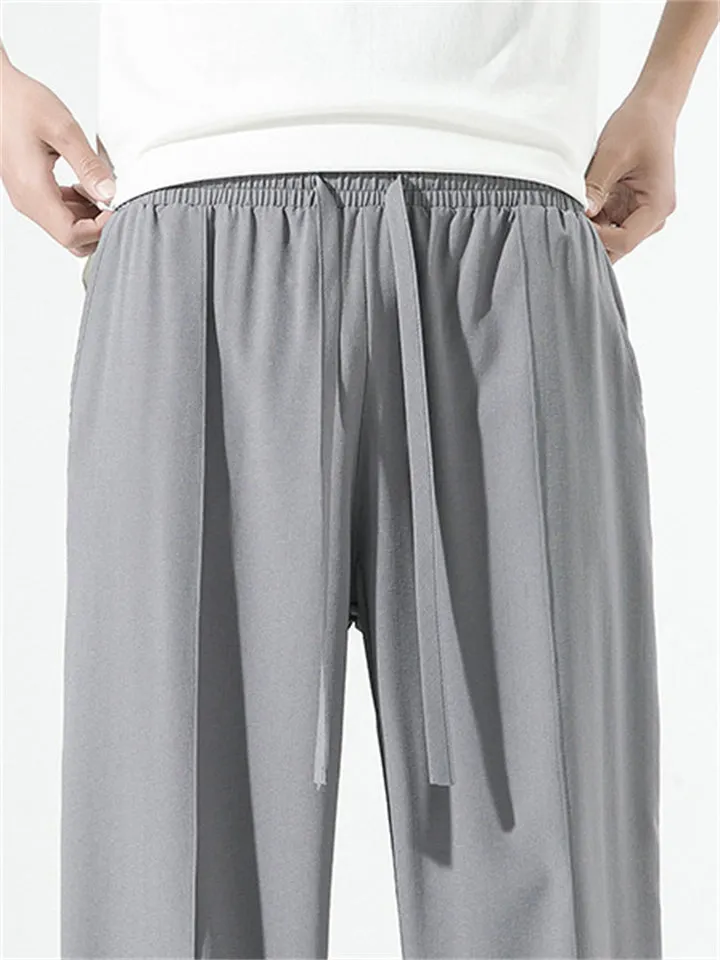 Men's Summer Wear Silky Texture Breathable Casual Long Pants