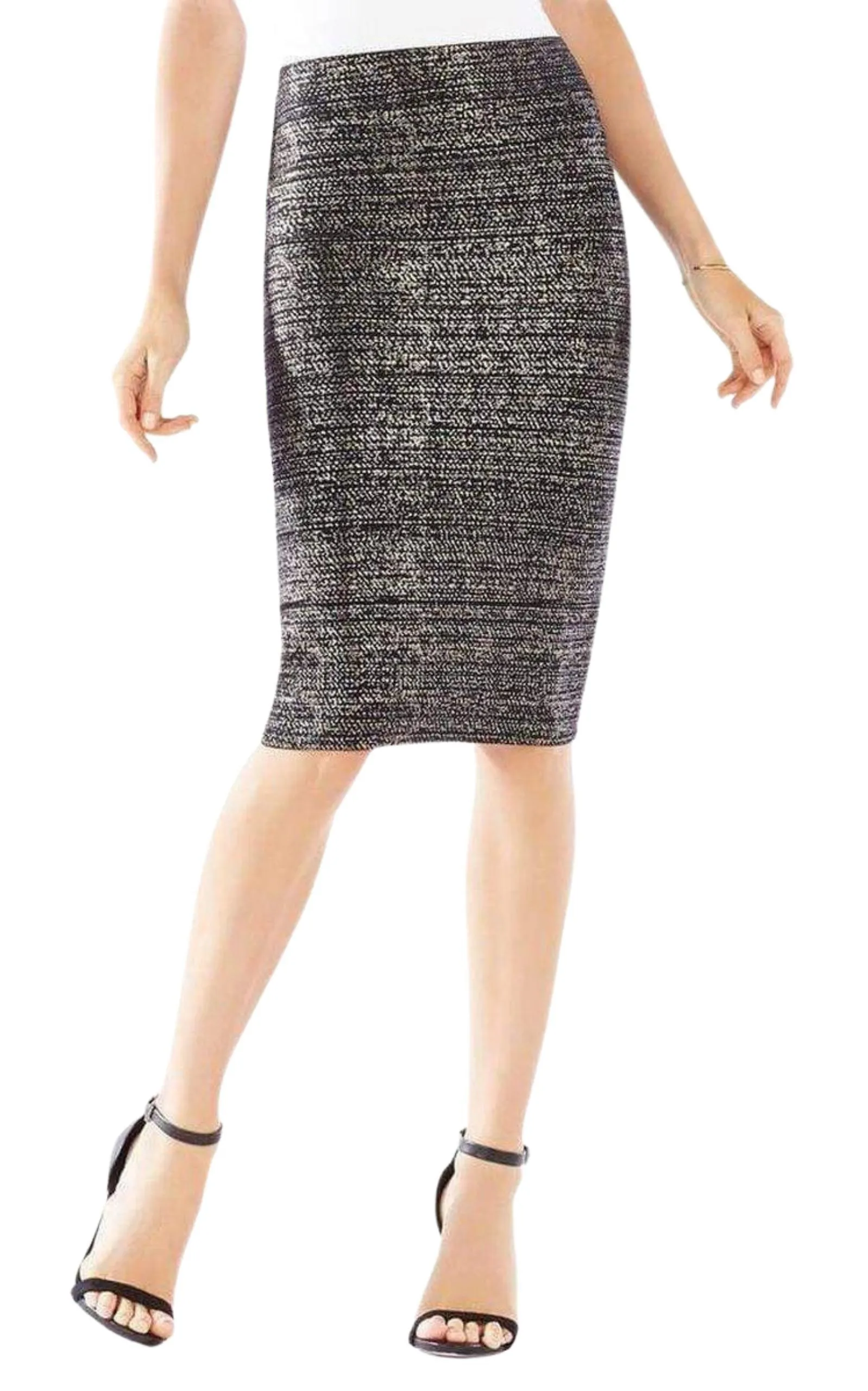 Metallic Foil Leger Pencil Skirt