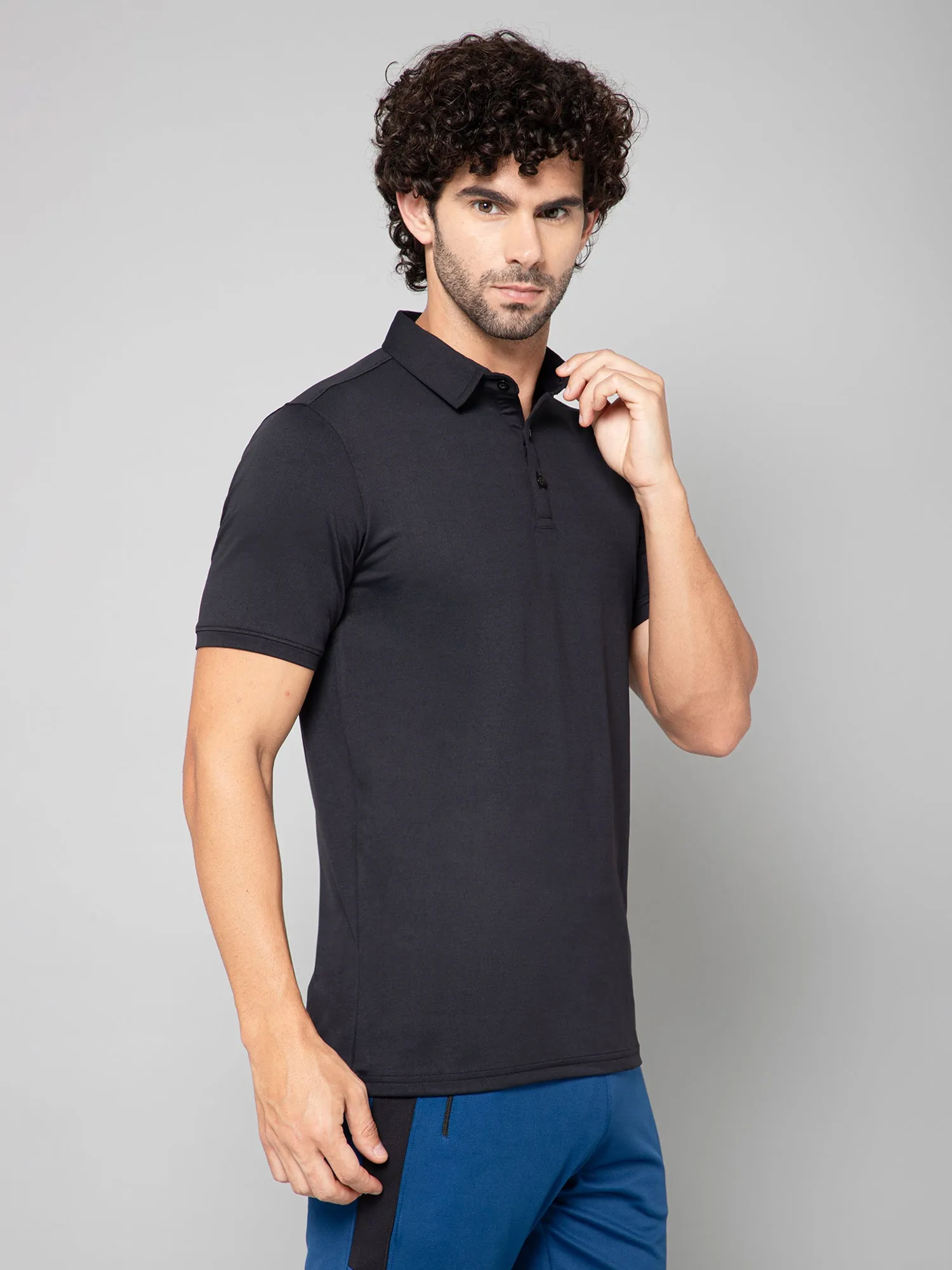 MINIMAL BUZZ SOFT TOUCH POLO T-SHIRT-BLACK